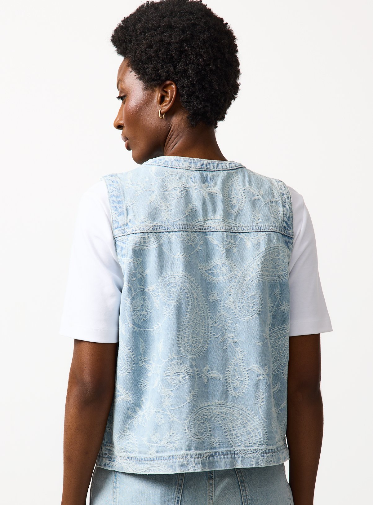 Denim Paisley Print Co-ord Waistcoat 22 - Image 4 thumbnail